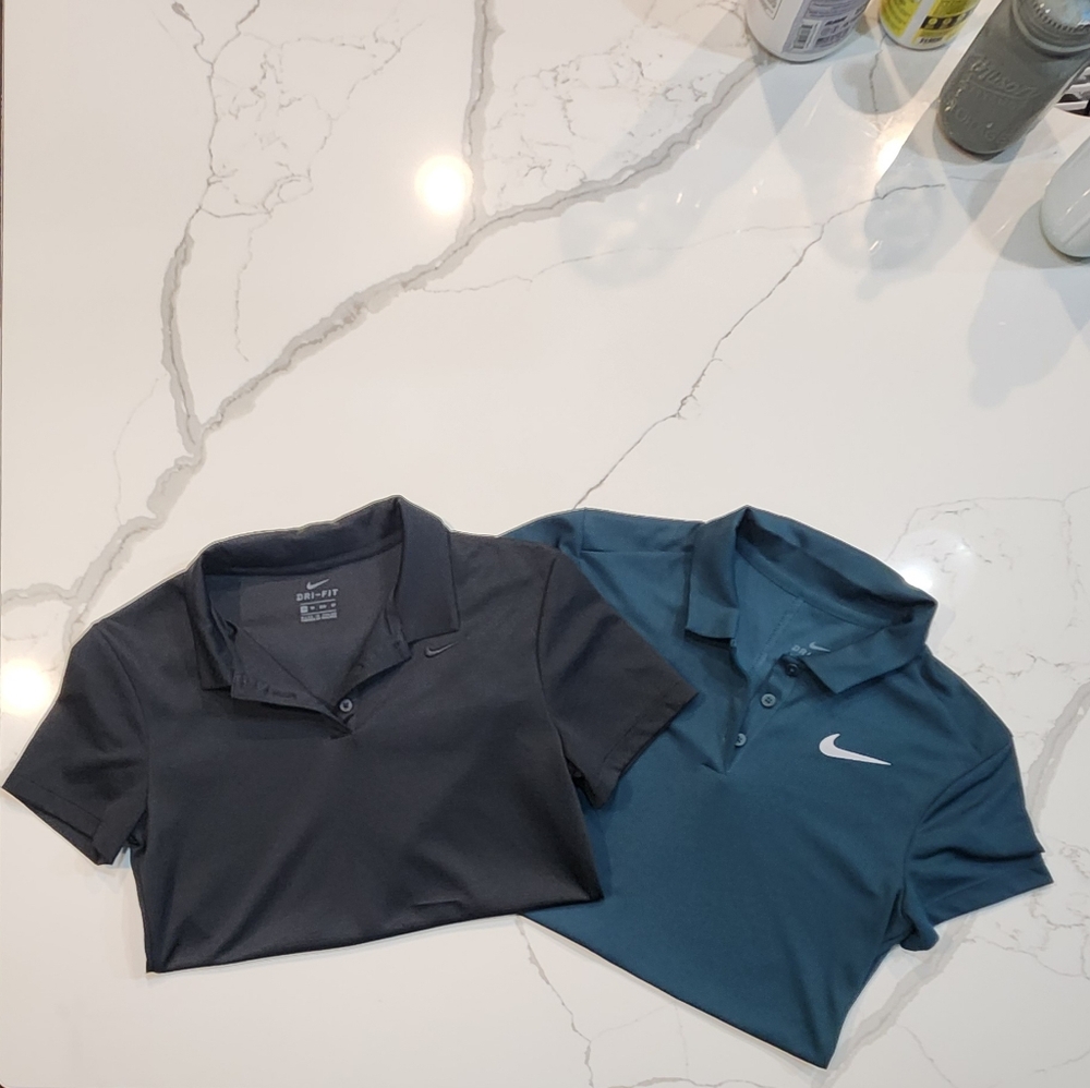 Two Women's Nike Dri-Fit Polo Shirts